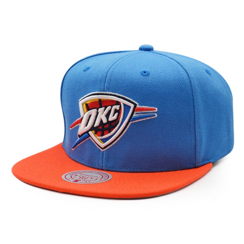 Oklahoma City Thunder Mitchell & Ness CLASSIC 2Tone Snapback Hat – Light Blue/Orange