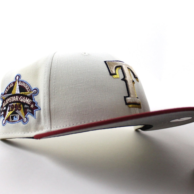 Texas Rangers 1995 All Star Game New Era 59Fifty Fitted Hat (Chrome White Brick Red Gray Under Brim) 6 7/8