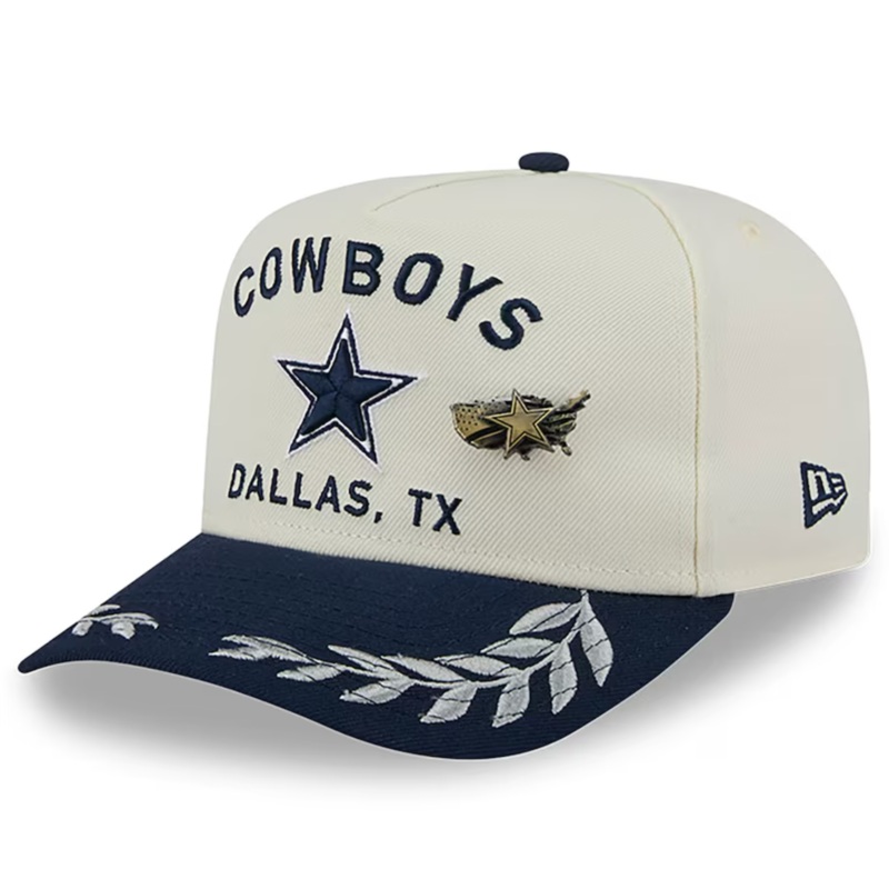 Dallas Cowboys New Era 2025 NFL Draft On Stage A-Frame 59FIFTY Fitted Hat – Cream/Navy 6 7/8