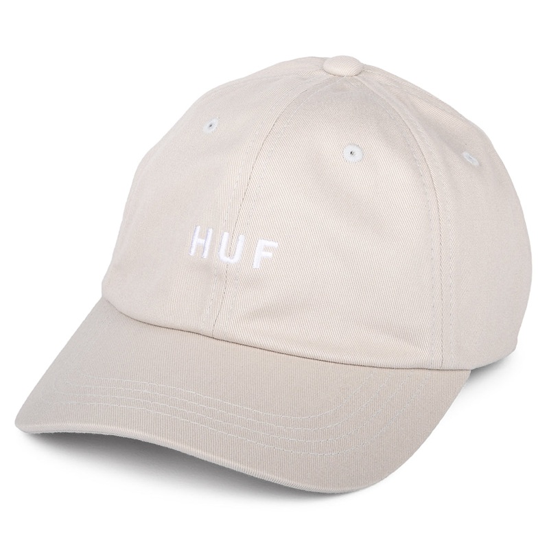 HUF Original Logo Curved Brim Cotton Baseball Cap – Stone Adjustable
