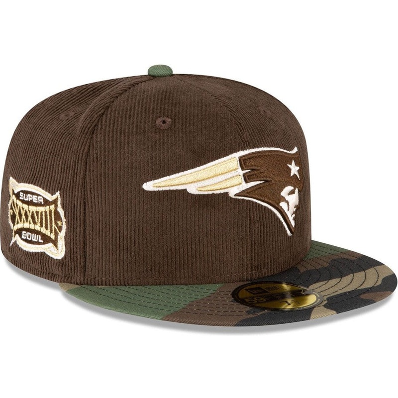New Era Just Caps Brown Camo New England Patriots 2023 59FIFTY Fitted Hat