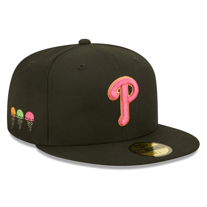 New Era Philadelphia Phillies Black Summer Sherbet 59FIFTY Fitted Hat