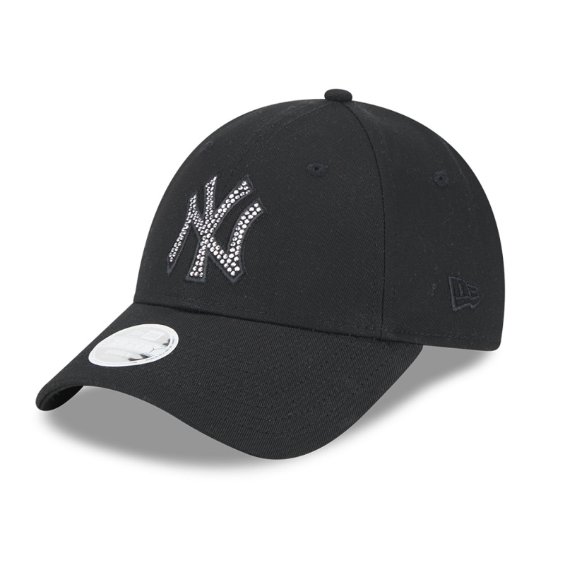 New York Yankees 9FORTY Womens Diamante Black Cap One Size