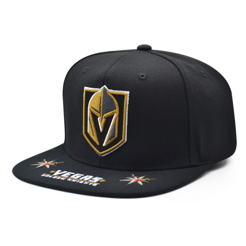 Vegas Golden Knights Mitchell & Ness NHL HAT TRICK Snapback Adjustable Hat – Black/Gold