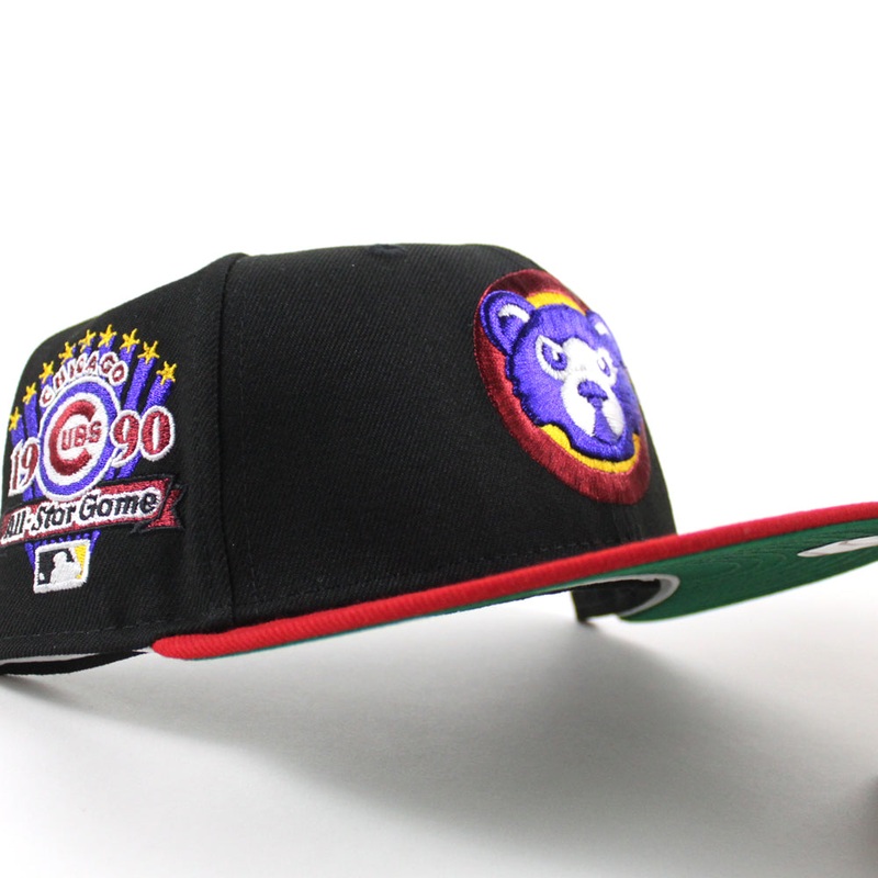 Chicago Cubs 1990 All Star Game New Era 59Fifty Fitted Hat (Black Scarlet Red Green Under Brim) 6 7/8