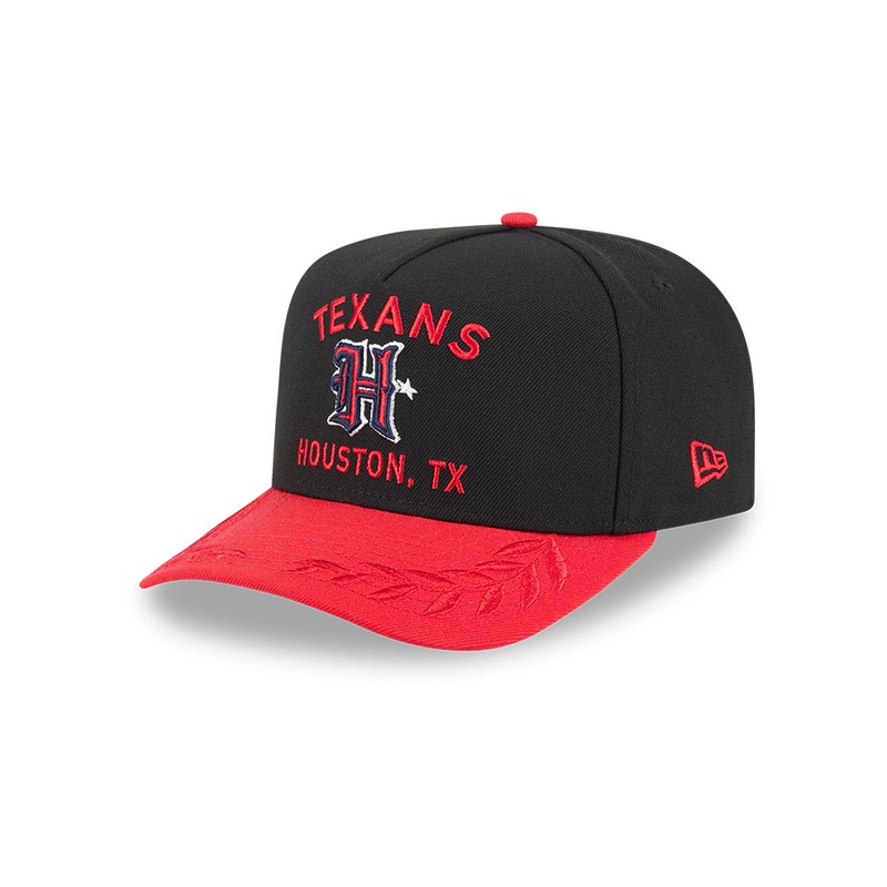 Houston Texans New Era 2025 NFL Draft A-Frame 9FIFTY Snapback Hat – Black/Red
