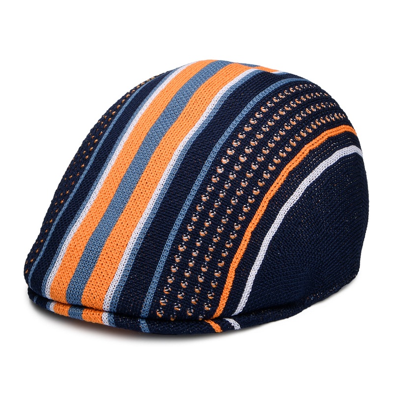 Kangol Tropic Clubhouse Stripe 507 Flat Cap – Navy-Orange S