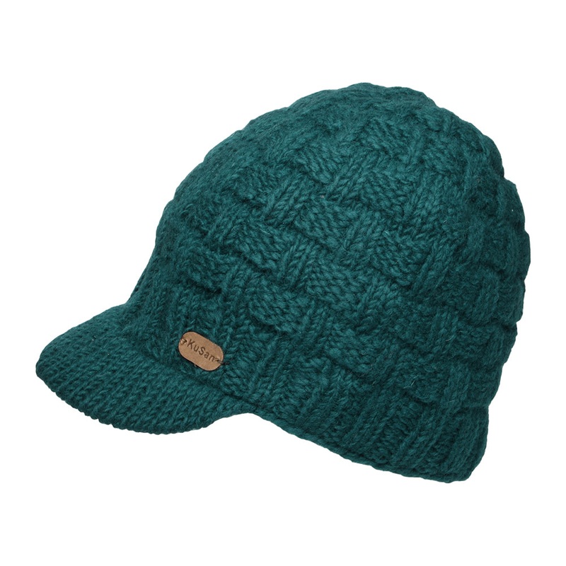Kusan Basket Weave Peaked Beanie Hat – Teal 1-Size