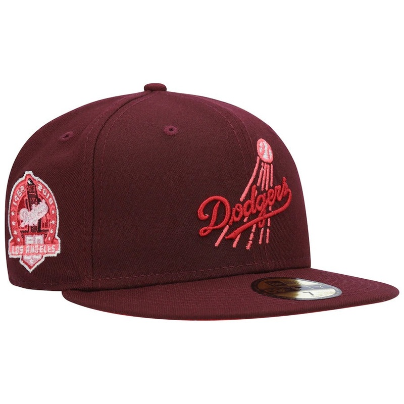 New Era Los Angeles Dodgers Maroon Color Fam Lava Red Undervisor 59FIFTY Fitted Hat