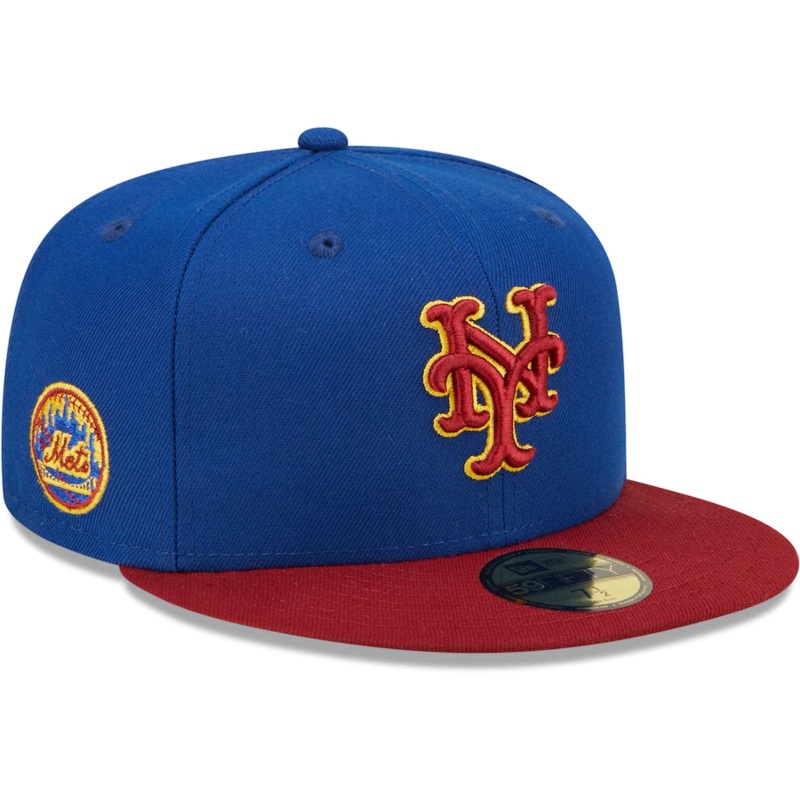 New Era New York Mets Blue/Red Logo Primary Jewel Gold Undervisor 59FIFTY Fitted Hat