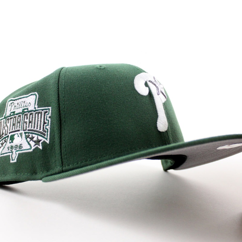 Philadelphia Phillies 1996 All Star Game 59Fifty New Era Fitted Hat (Cilantro Green Gray Under Brim) 7