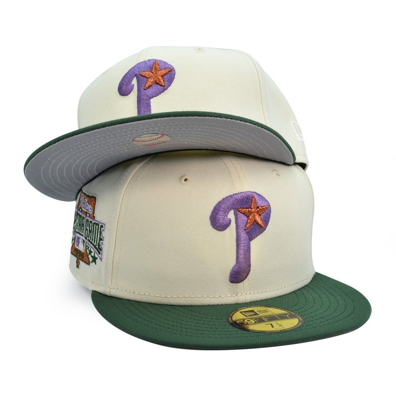 Philadelphia Phillies 1996 ALL-STAR GAME Anniversary New Era Exclusive 59Fifty Fitted Hat – Chrome/Pine 6 7/8