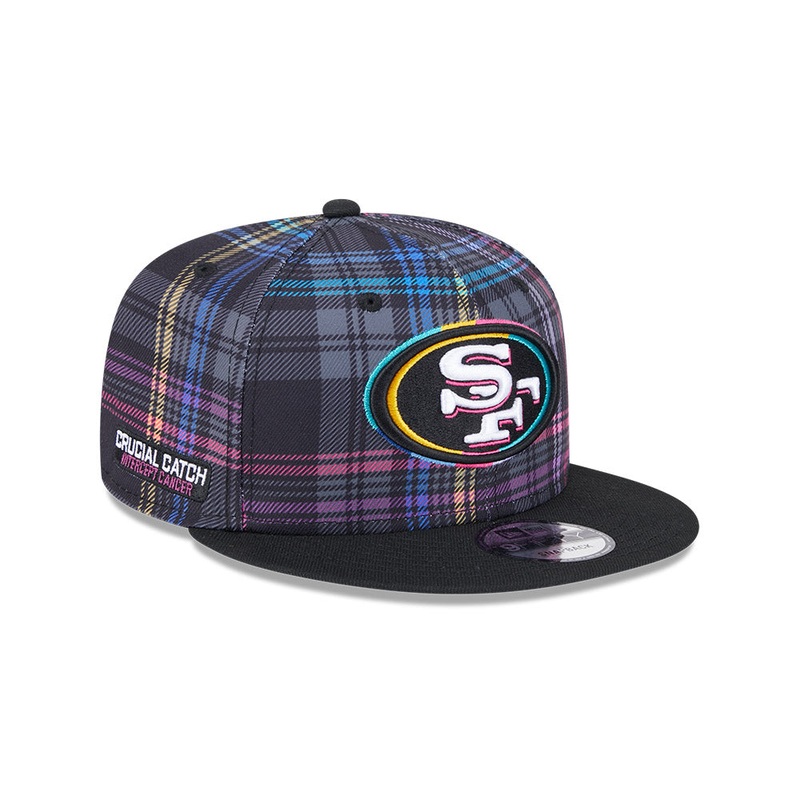 San Francisco 49ers New Era 2024 NFL Crucial Catch Plaid 9Fifty Snapback Hat – Black/Pink