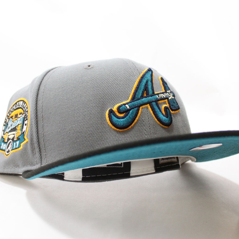 Atlanta Braves 2017 Inaugural Season New Era 59Fifty Fitted Hat (Glow in the Dark Graphite Gray Turquoise Under Brim) 7