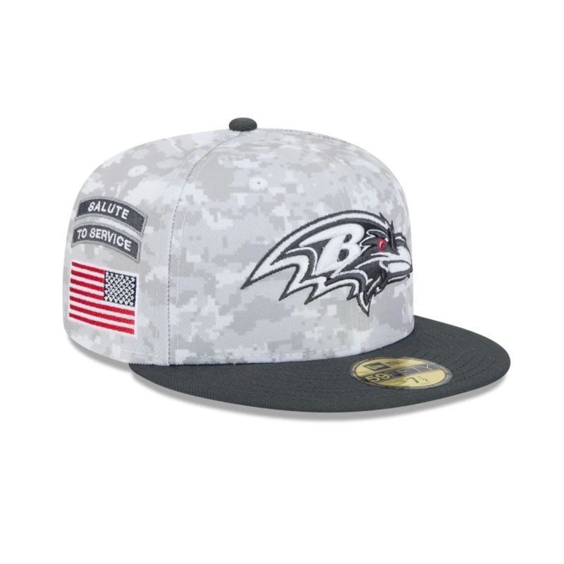 Baltimore Ravens New Era 2024 Salute To Service 59FIFTY Fitted Hat – Chrome/Graphite 7