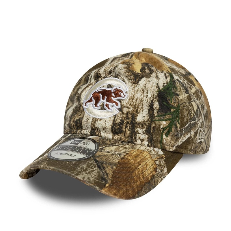 Chicago Cubs MLB Washed Real Tree All Over Print 9TWENTY Adjustable Cap OSFM
