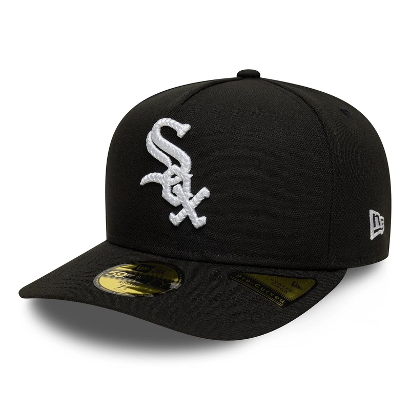Chicago White Sox MLB Script Safety Pin Black 59FIFTY A-Frame Fitted Cap 6 7/8