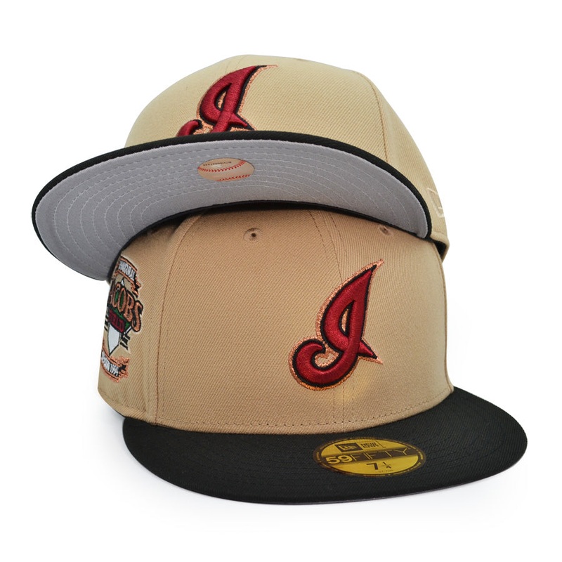 Cleveland Indians JACOBS FIELD Exclusive New Era 59Fifty Fitted Hat – Camel/Black 6 7/8