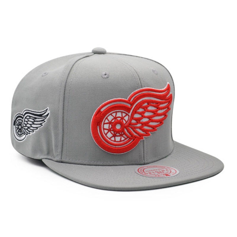 Detroit Red Wings Mitchell & Ness NHL ALTERNATE FLIP Snapback Adjustable Hat – Gray/Red