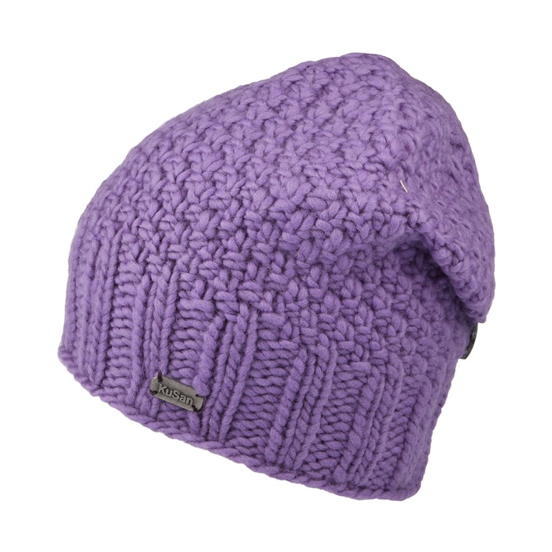 Kusan Button Down Beanie Hat – Lilac 1-Size