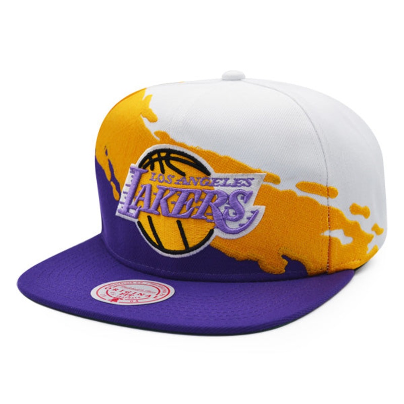 Los Angeles Lakers NBA Mitchell & Ness PAINTBRUSH Snapback Hat – Purple/Yellow