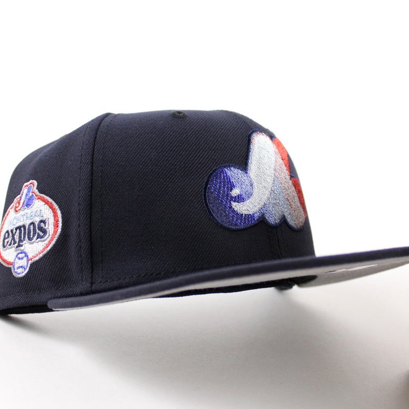 Montreal Expos Expos Patch New Era Fitted 59Fifty Hat (Navy Gray Underbrim) 6 7/8