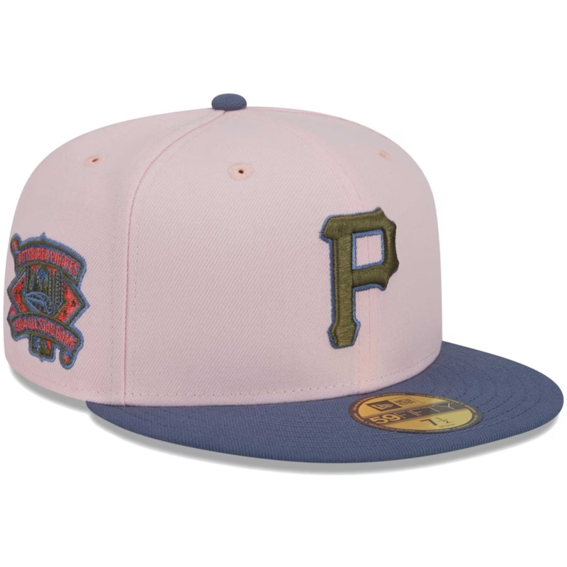 New Era Pittsburgh Pirates Pink/Navy Blue Olive Undervisor 2023 59FIFTY Fitted Hat