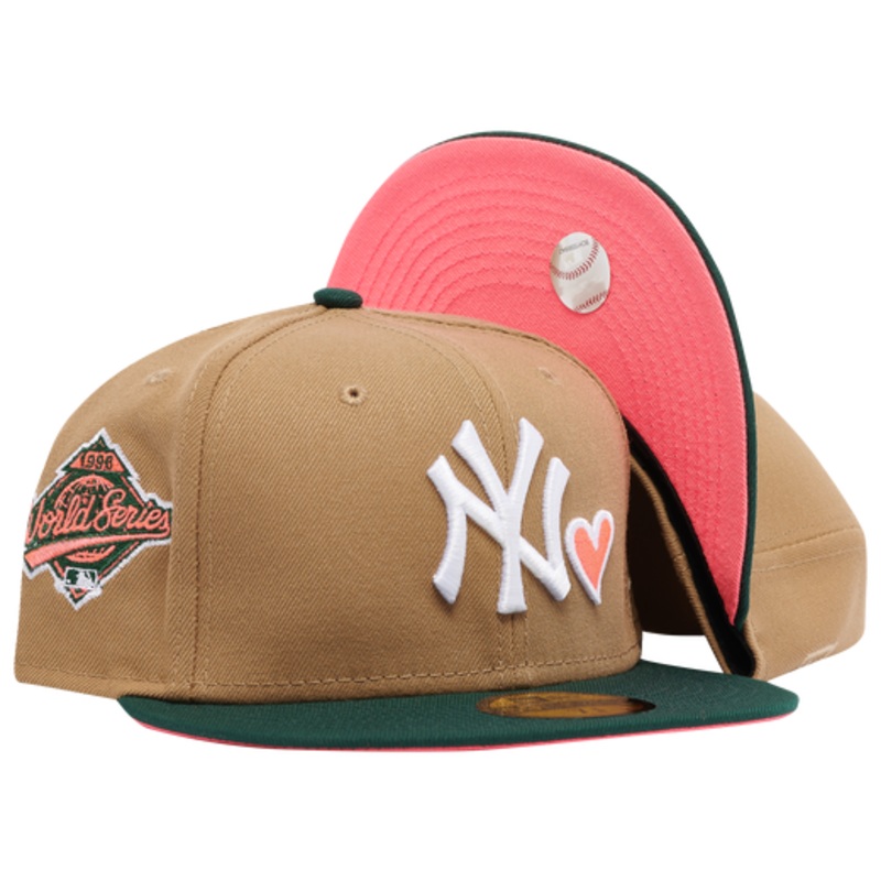 New Era x Champs Sports New York Yankees x Tan/Pine Green Pink Hearts 59FIFTY Fitted Hat