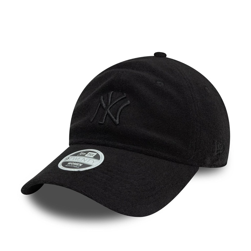 New York Yankees Womens Towelling Black 9TWENTY Adjustable Cap OSFM