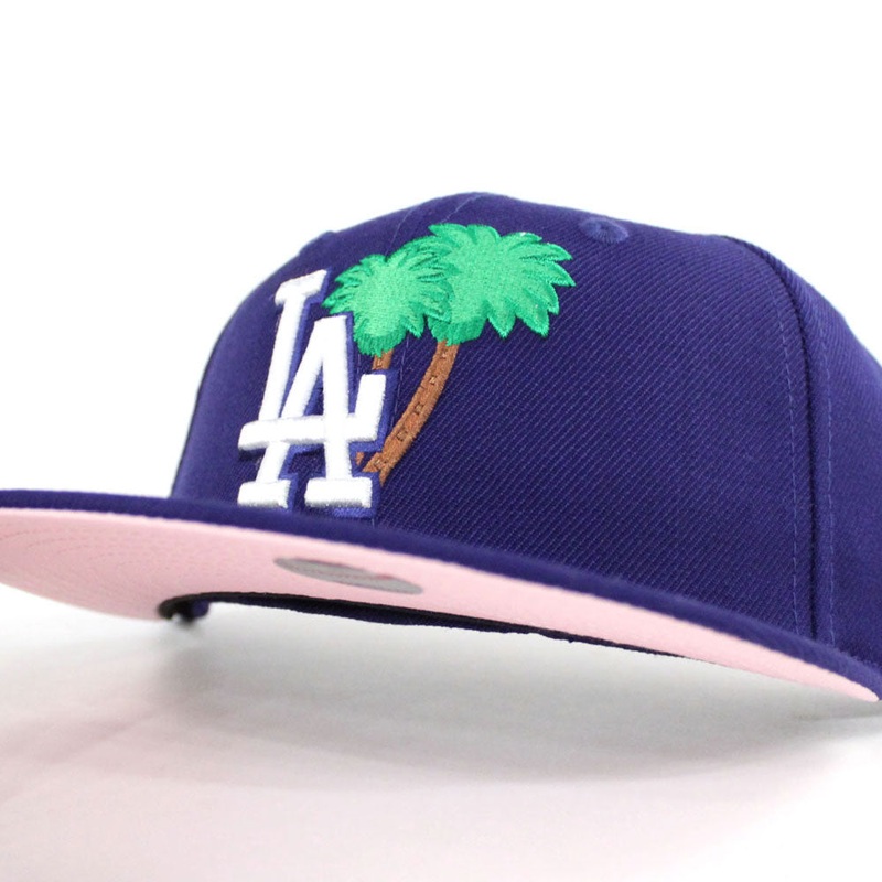 Palm Tree Los Angeles Dodgers New Era 59Fifty Fitted Hat (Blue Pink Under Brim) 7