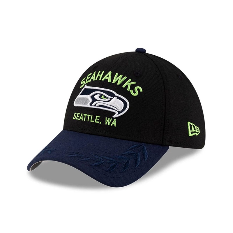 Seattle Seahawks NFL Draft 2025 Black 39THIRTY Stretch Fit Cap S-M