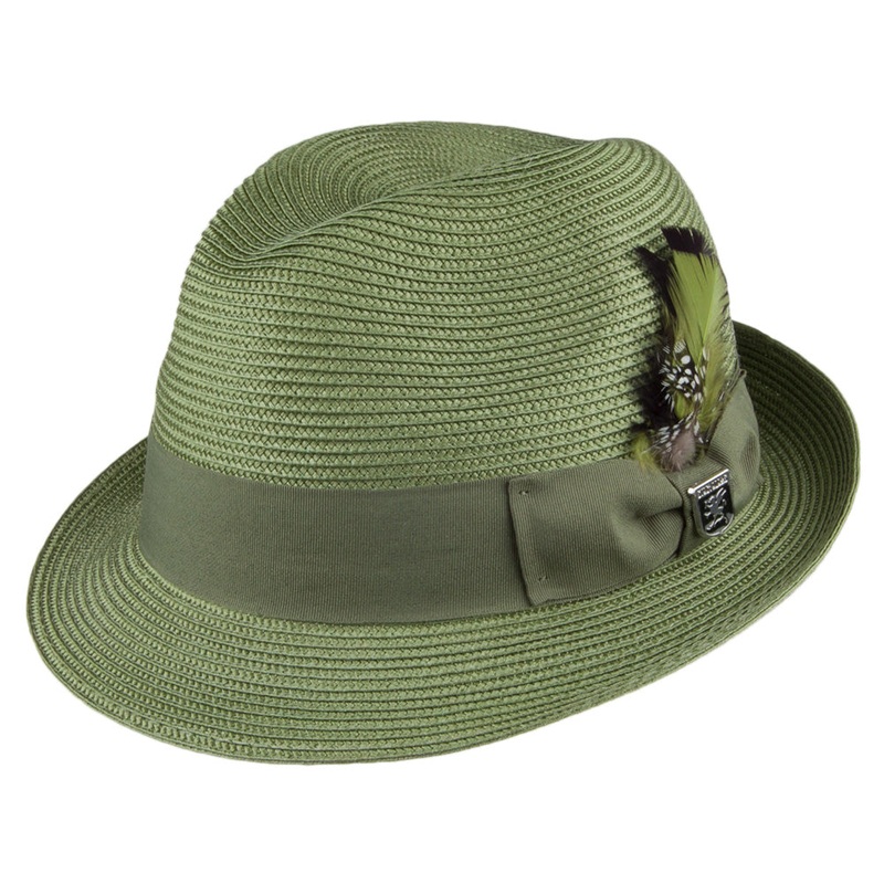 Stacy Adams Hats Toyo Straw Pinch Crown Trilby Hat – Sage M
