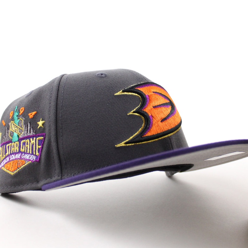 Anaheim Ducks 1994 All Star Game New Era 59Fifty Fitted Hat (Dark Graphite Purple Gray Under brim) 7