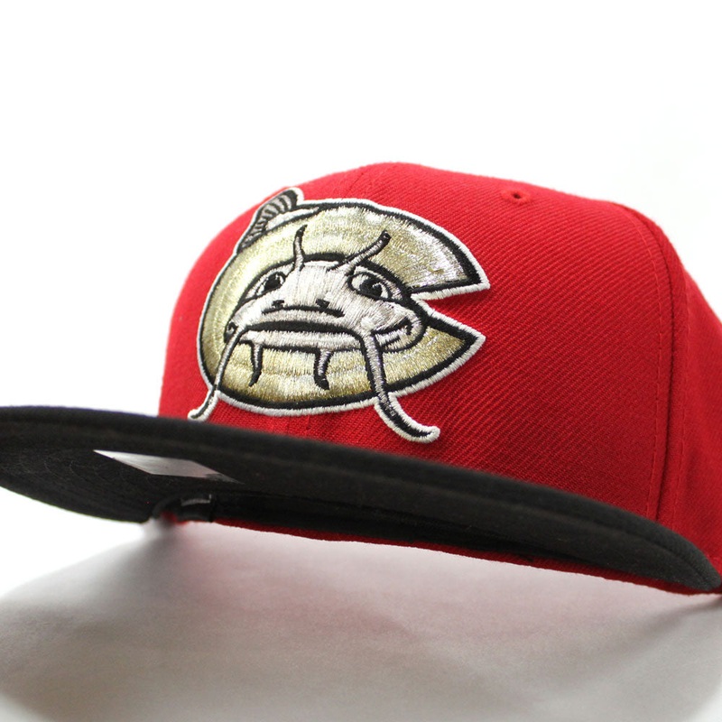 Carolina Mudcats New Era 59Fifty Fitted Hat (Red Black M Gold) 7 1/8