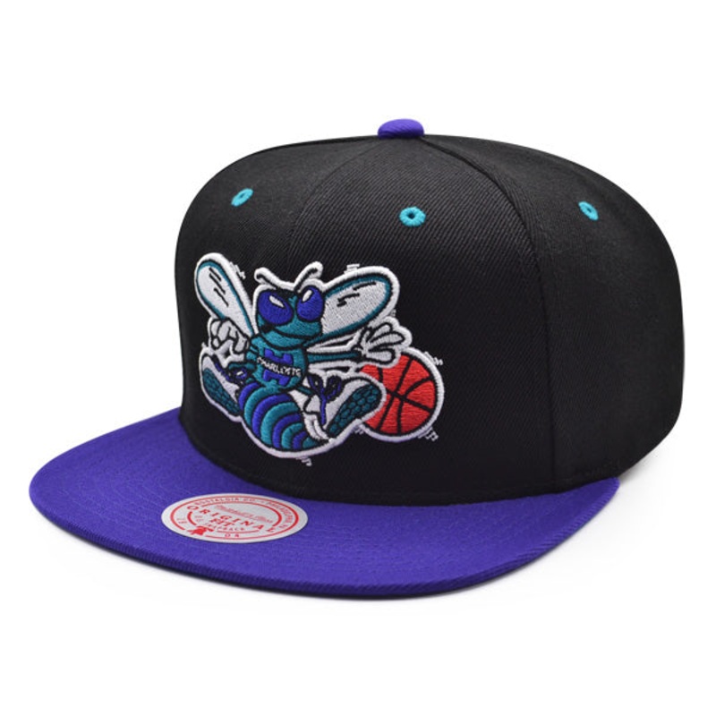 Charlotte Hornets Mitchell & Ness RELOAD Snapback NBA Hat – Black/Puple/Teal Bottom