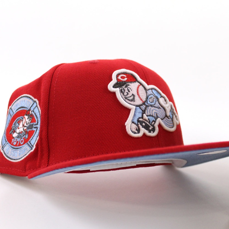 Cincinnati Reds 1970 All-Star Game Retro New Era 59Fifty Fitted Hat (GITD Red Sky Blue Under Brim) 7