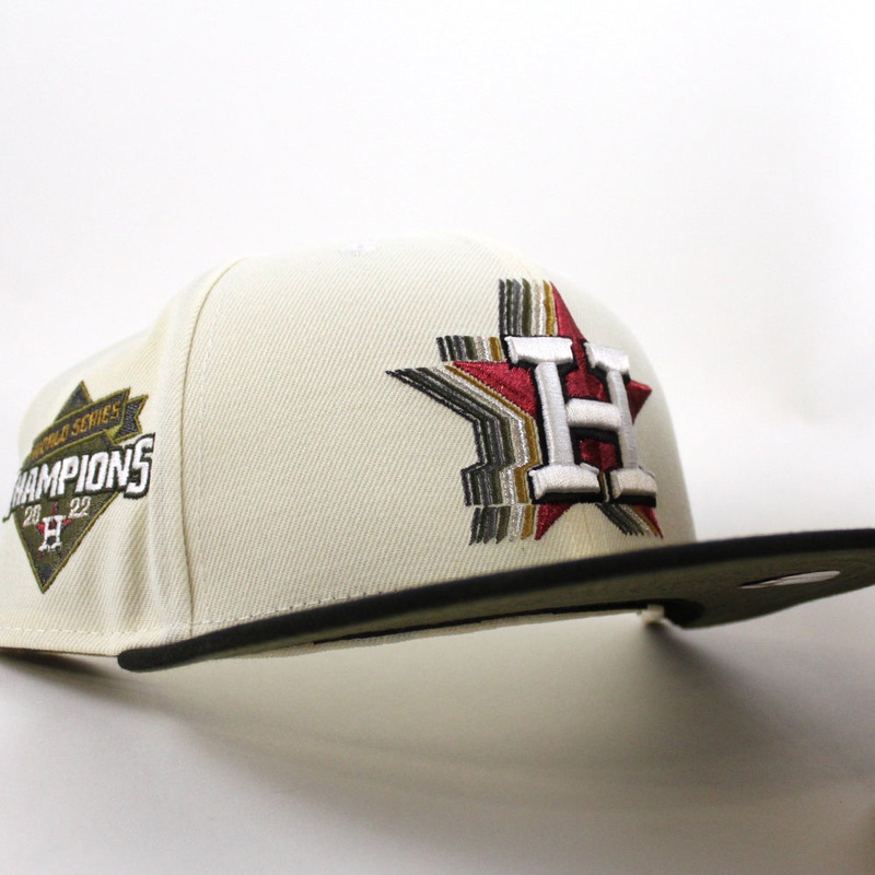 Houston Astros World Series Champions 2022 New Era 59Fifty Fitted Hat (Chrome White Black Olive Under Brim) 7
