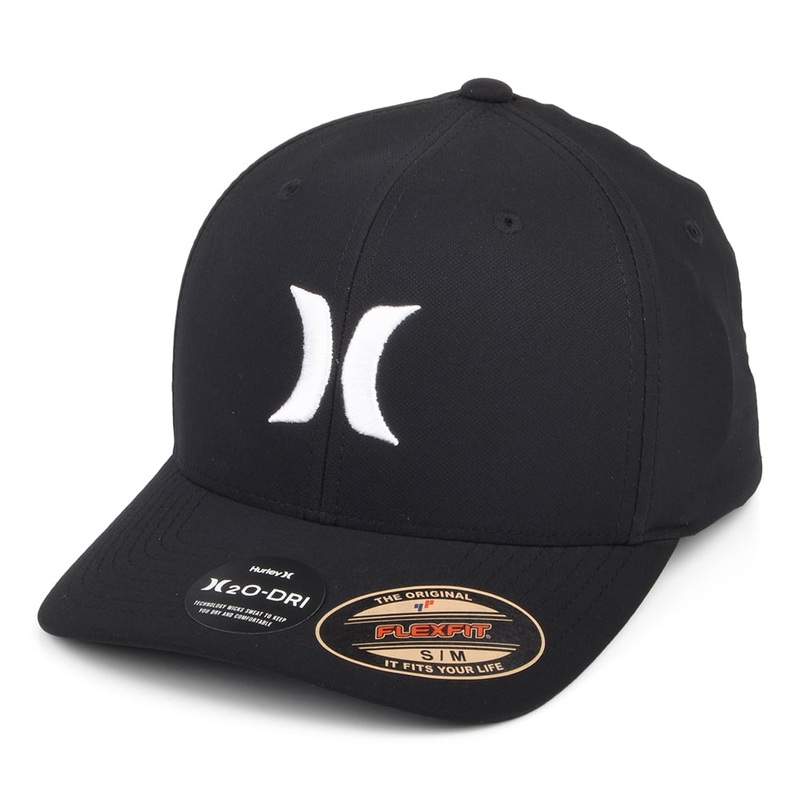 Hurley Hats H2O-Dri One & Only Flexfit Baseball Cap – Black-White Small/Medium