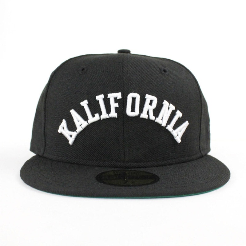 Kalifornia New Era Fitted 59FIFTY Hat (Black Green Under Brim) 7 1/8