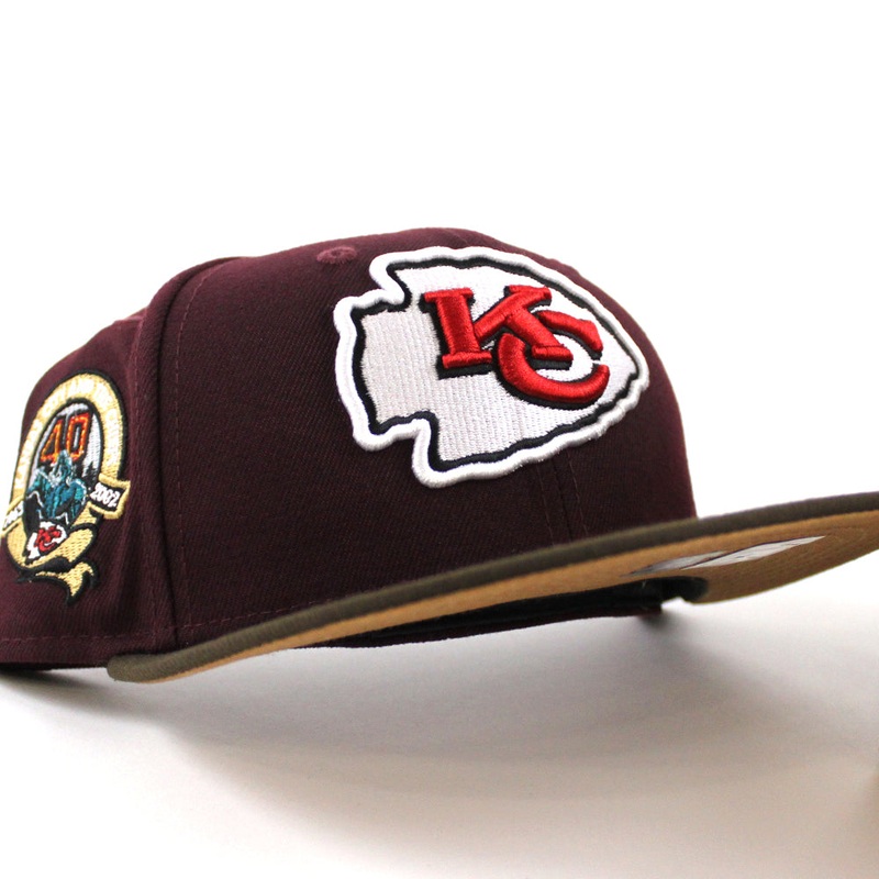 Kansas City Chiefs 40TH ANNIVERSARY 59Fifty New Era Fitted Hat (Maroon Brown Khaki Under Brim) 7