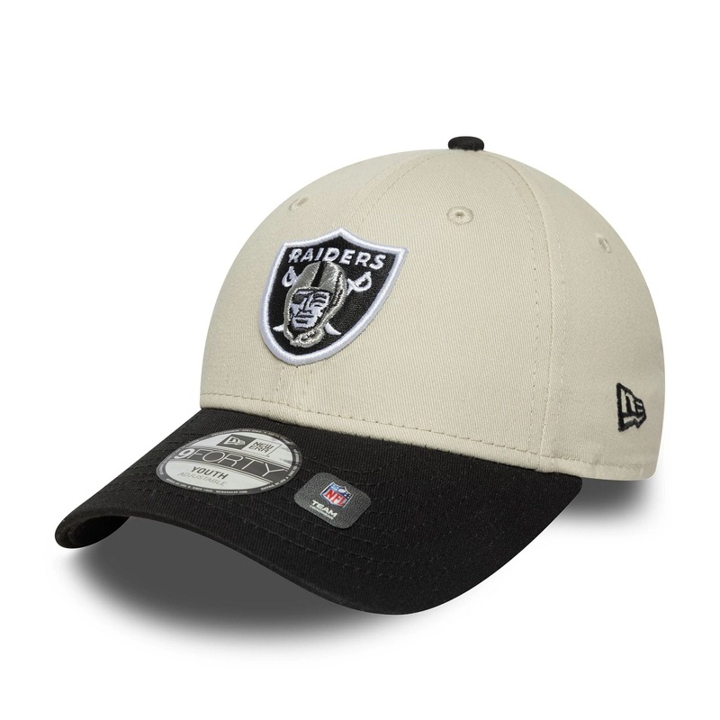 Las Vegas Raiders Youth NFL Colour Block Cream 9FORTY Adjustable Cap Child
