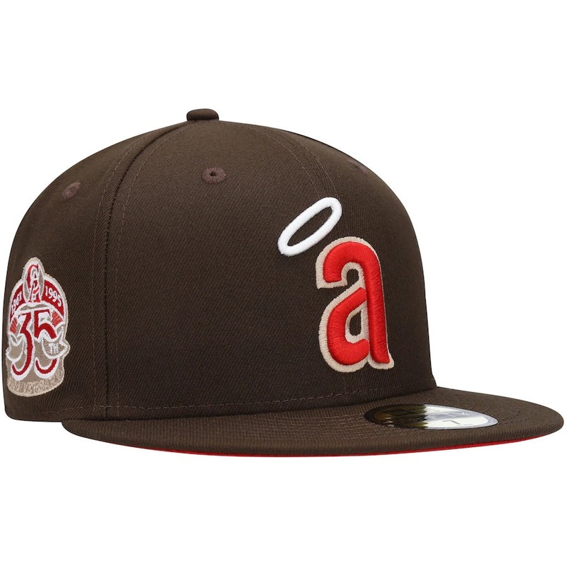 New Era California Angels Brown 35th Anniversary Team Scarlet Undervisor 59FIFTY Fitted Hat