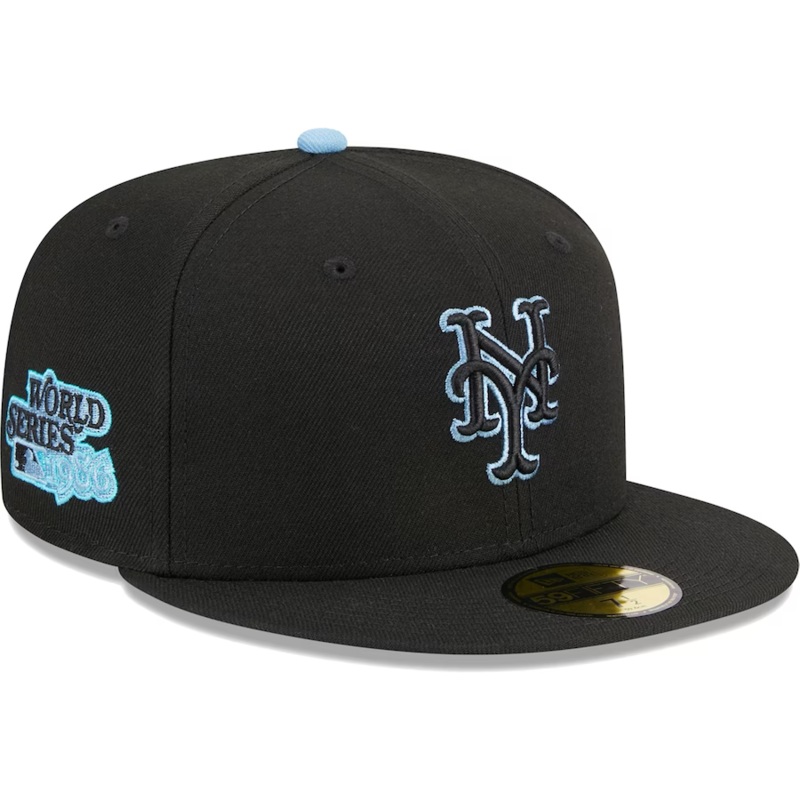 New Era New York Mets Black/Baby Blue Pastel Undervisor 2023 59FIFTY Fitted Hat