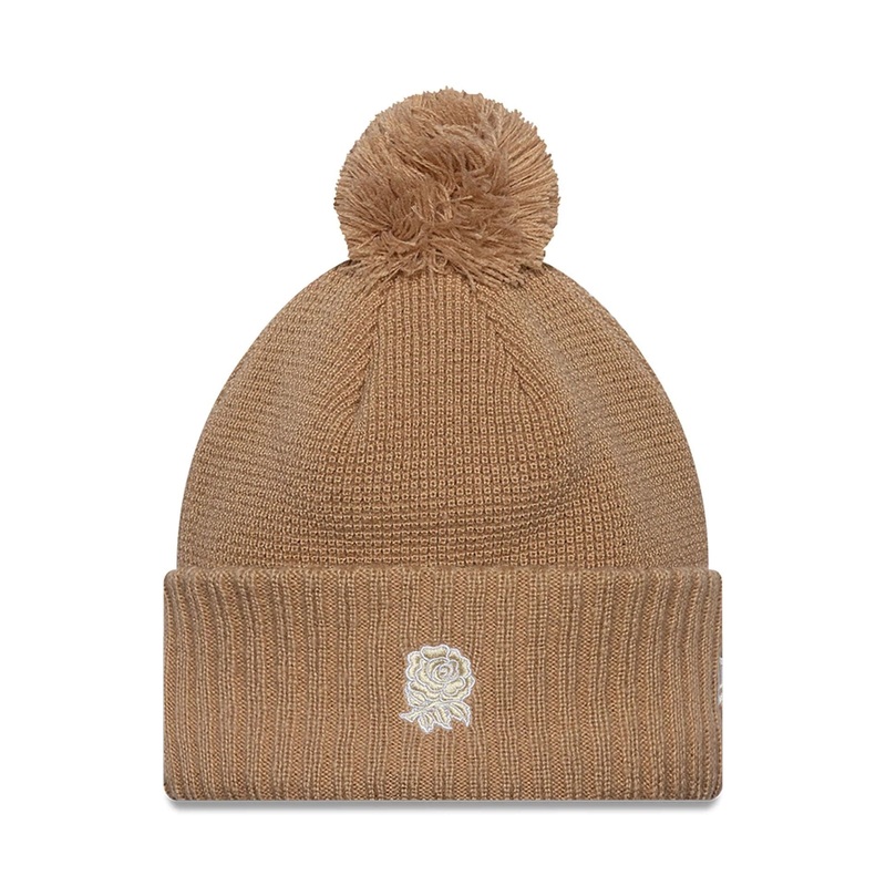 Rugby Football Union Womens Mohair Beige Cuff Knit Beanie Hat OSFM