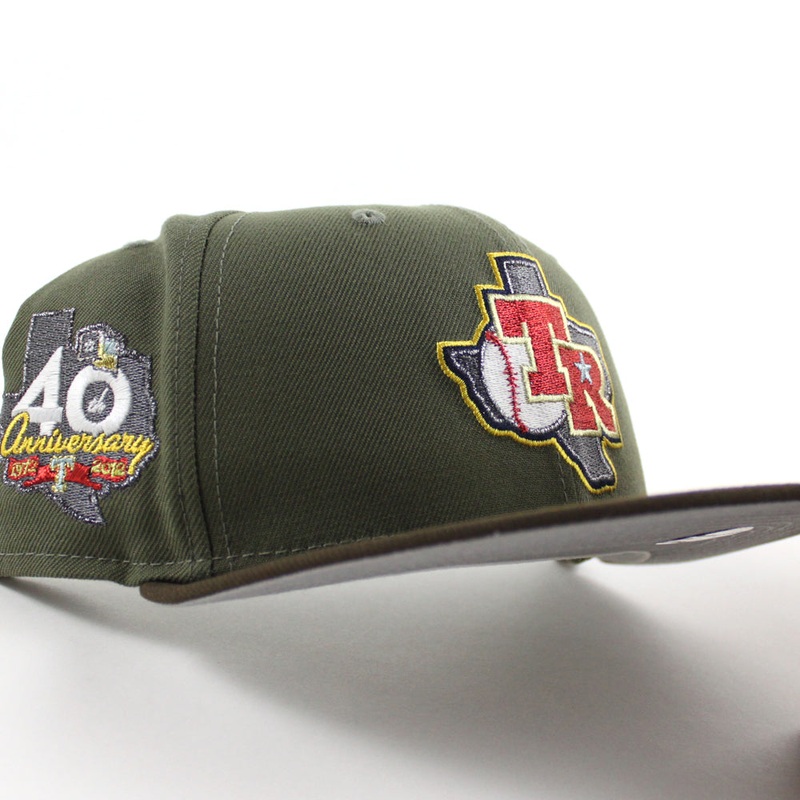 Texas Rangers 40th Anniversary New Era 59Fifty Fitted Hat (Olive Green Walnut Gray Under Brim) 7