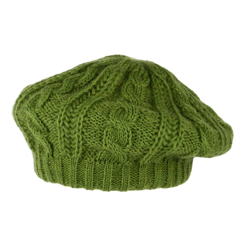 Whiteley Hats Cable Knit Beret – Moss 1-Size
