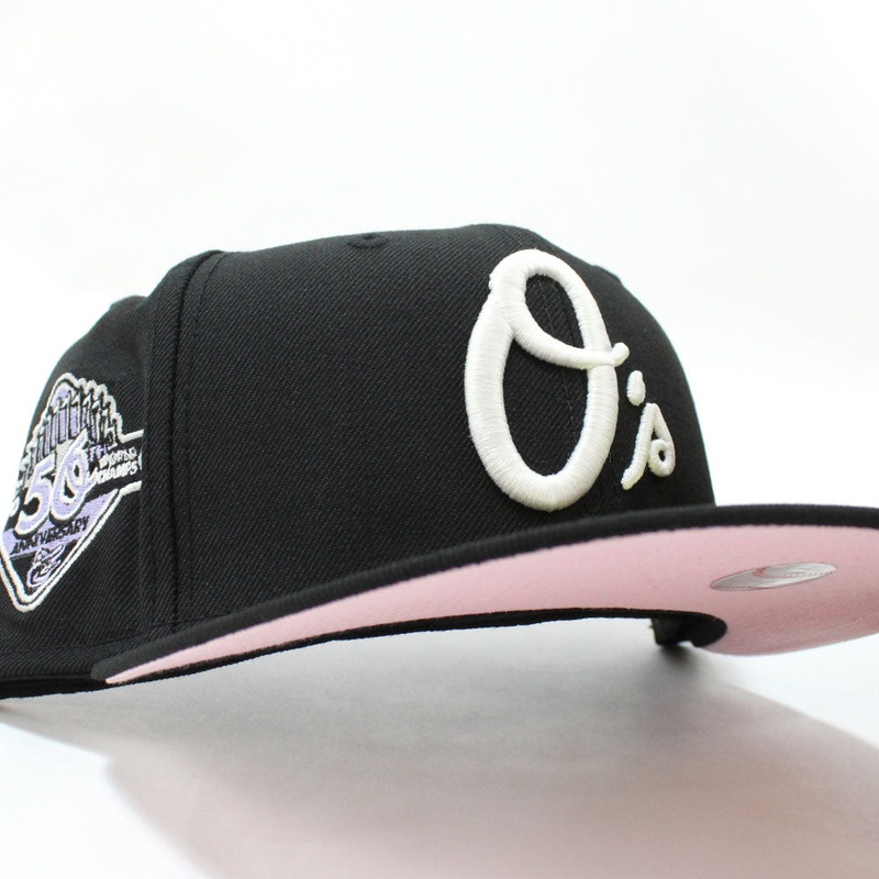 Baltimore Orioles 50TH Anniversary 59Fifty New Era Fitted Hat (GITD Black Pink Under Brim) 7
