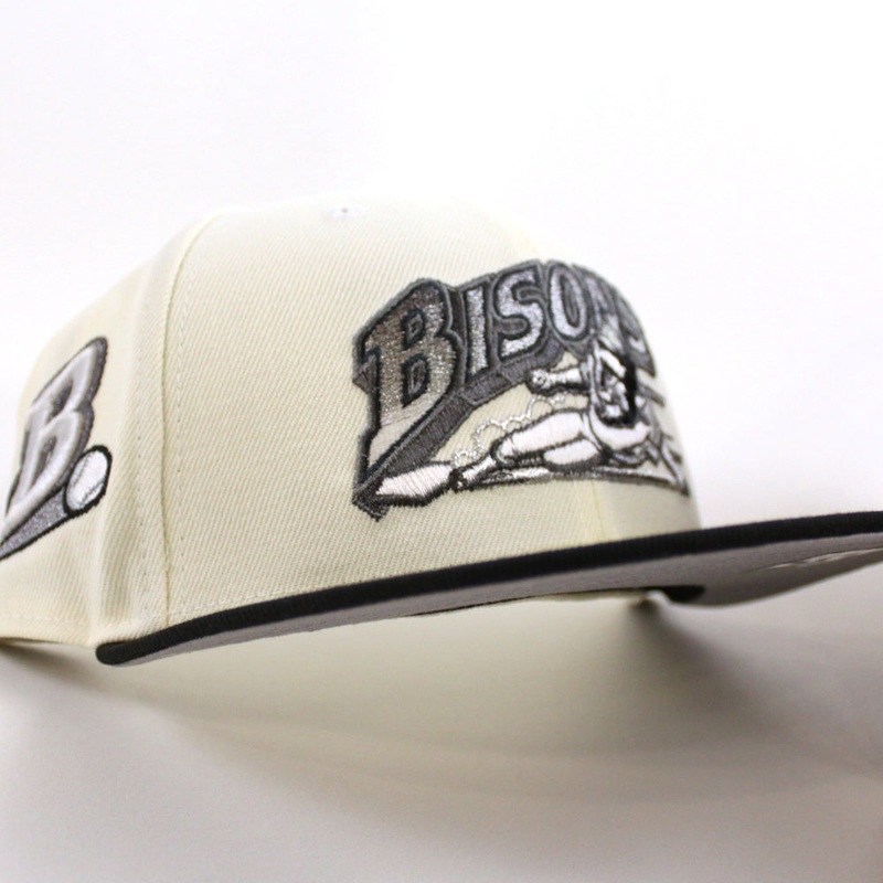 Buffalo Bisons BUFFALO B New Era 59Fifty Fitted Hat (Chrome White Black Gray Under Brim) 7