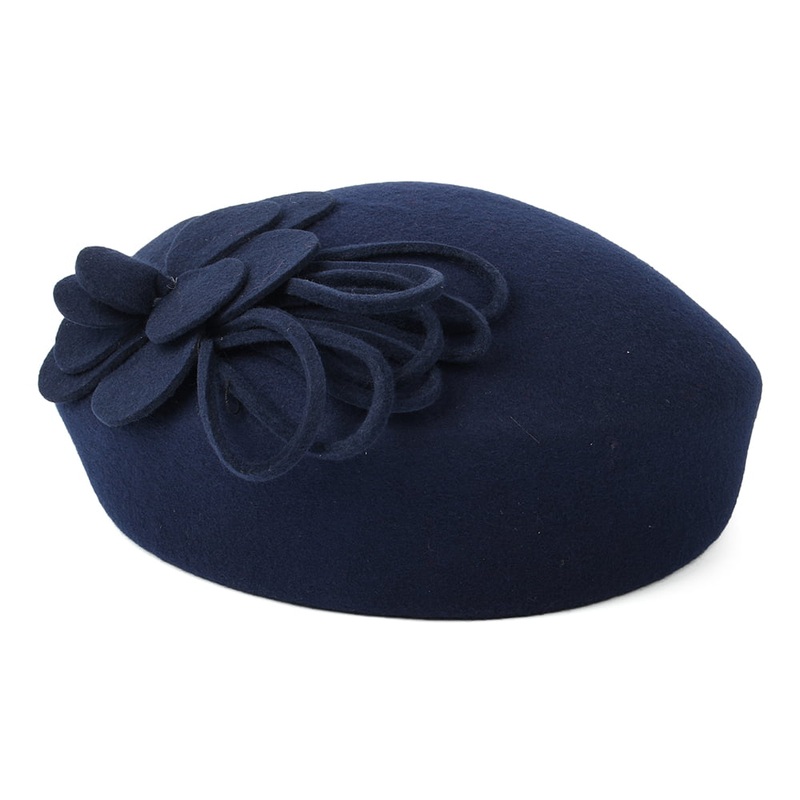 Failsworth Hats Flower Pillbox Hat – Navy Blue 1-Size