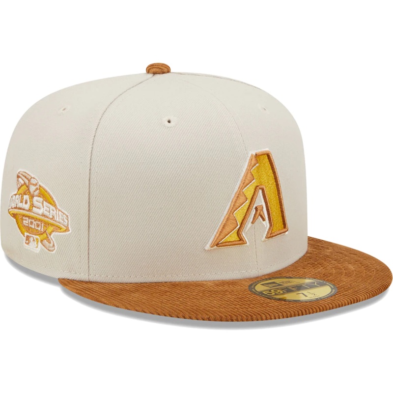 New Era Arizona Diamondbacks Cream/Brown Corduroy Visor 2022 59FIFTY Fitted Hat